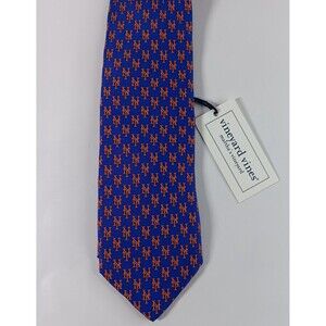 Vineyard Vines MLB New York Mets Tie Baseball Silk Blue Orange Logo NWT Necktie